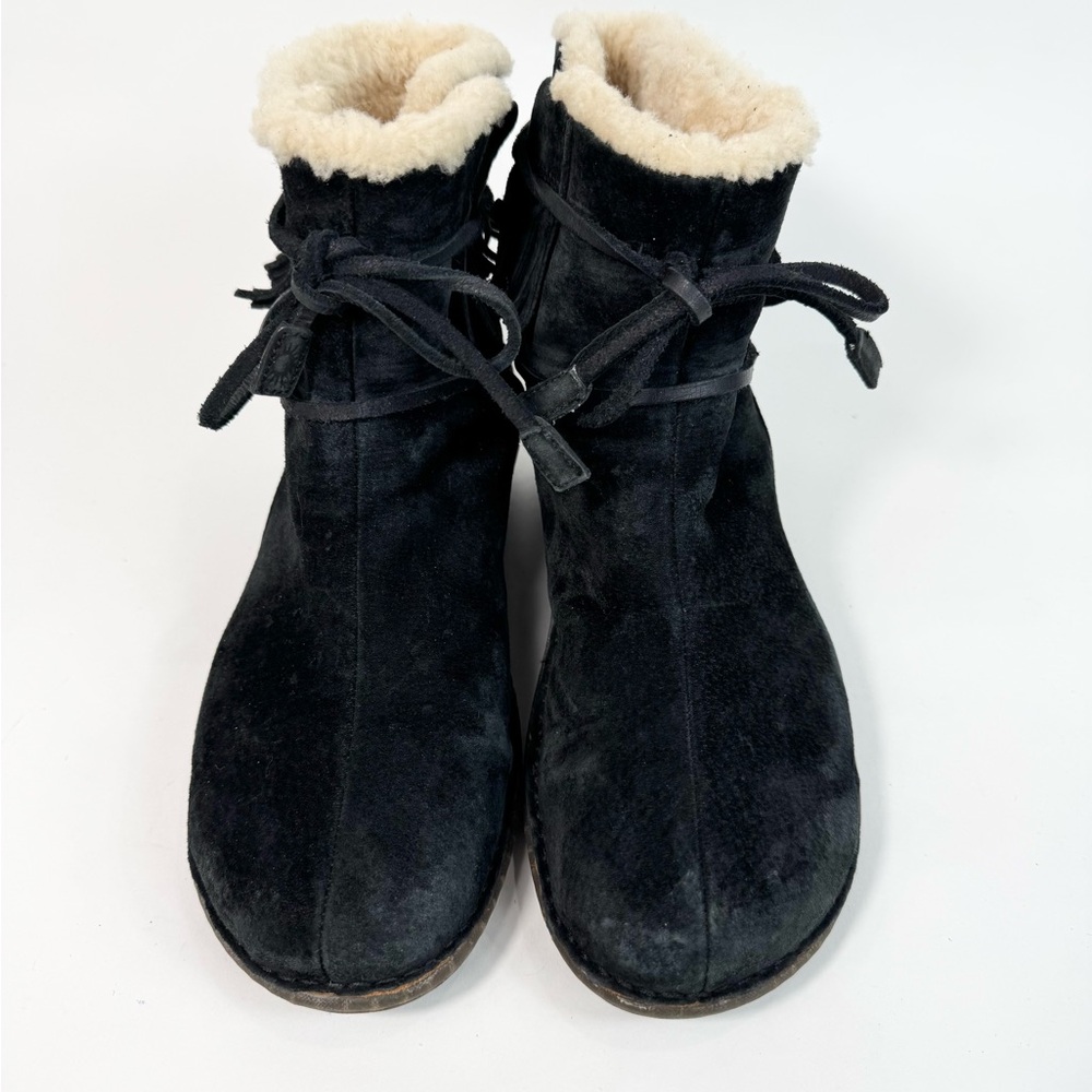 UGG Graviota Fringe Women’s Black Nubuck Leather Lined Boots #5749 - Size 12